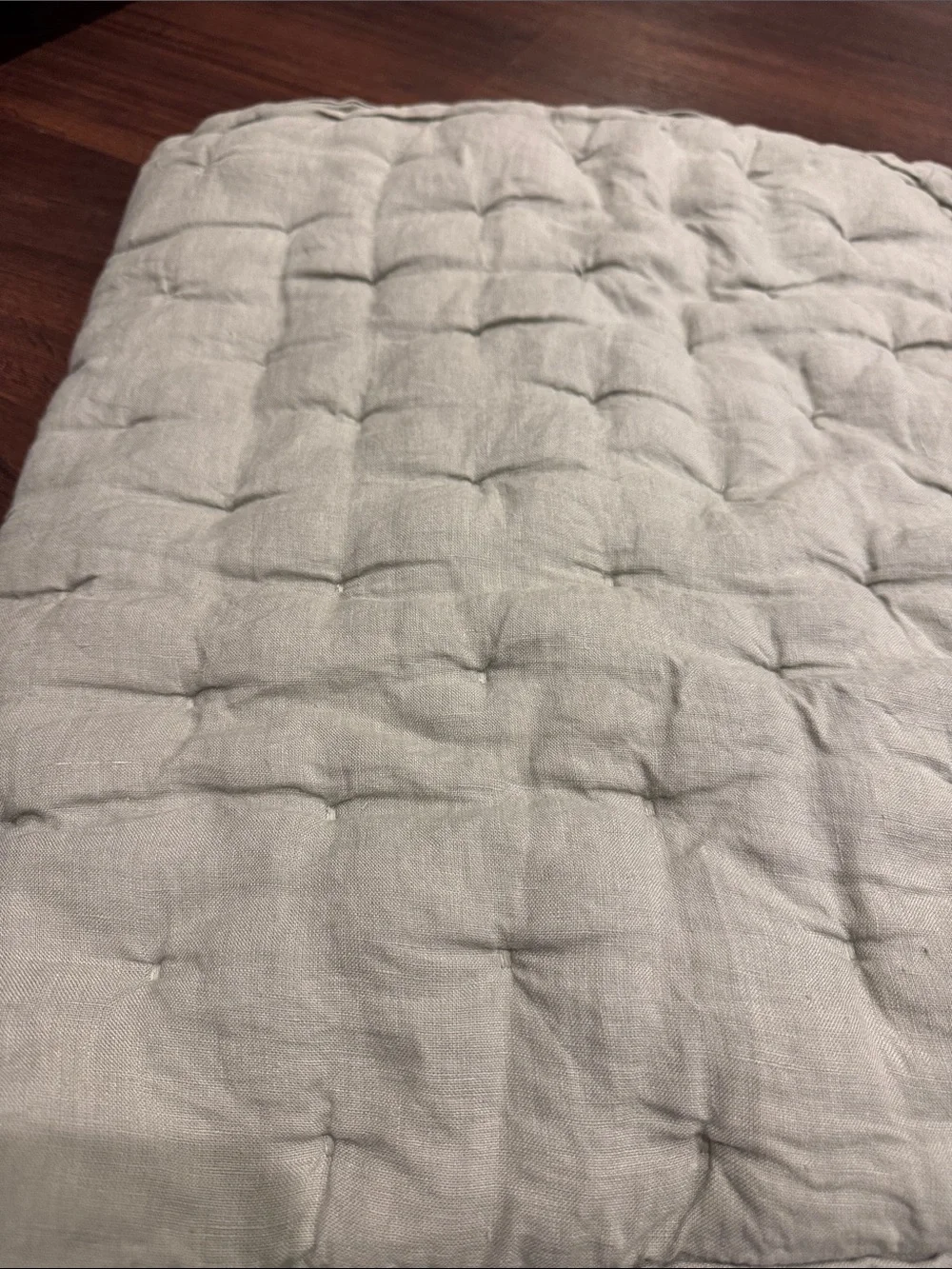 Quince Quilted 100% Linen King Pillow Sham cases Set of 2 in Sage Green.